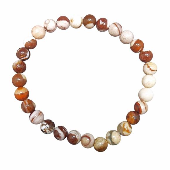 Australian Zebra Jasper Gemstone Bracelet Handmade 6mm Beaded Stretch NEW - Picture 8 of 10